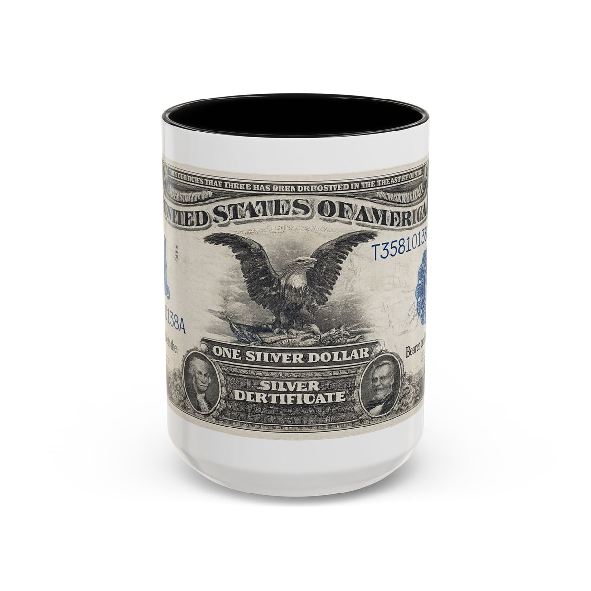 Dollar Bill Accent Coffee Mug — Vintage US Currency Design (11/15oz)