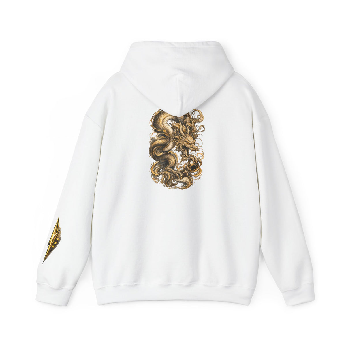 Hoodie — Golden Baroque Dragon Curl Graphic Back & Sleeve Hoodie