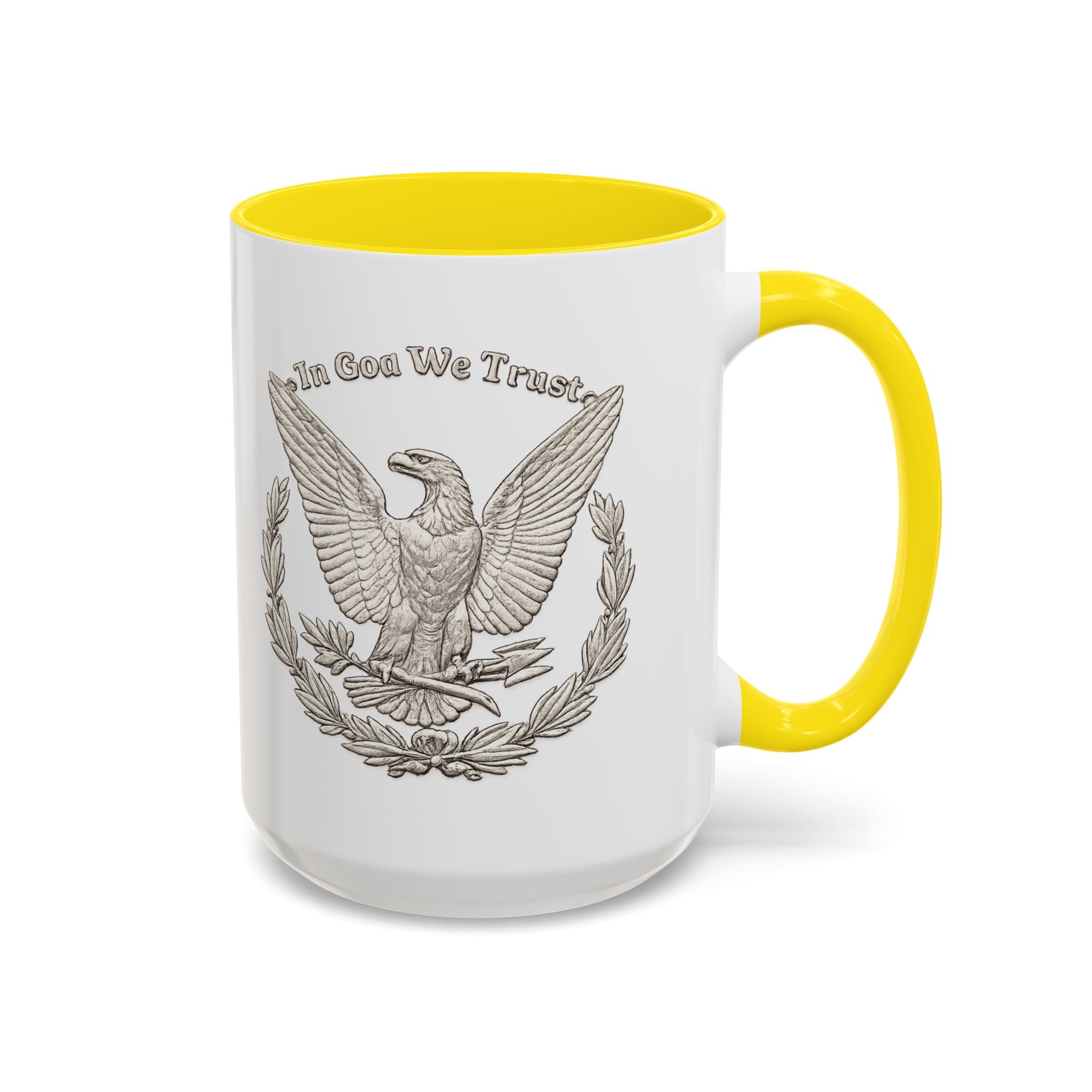 Eagle Emblem Coffee Mug — "In God We Trust" Accent Ceramic Mug (11/15oz)