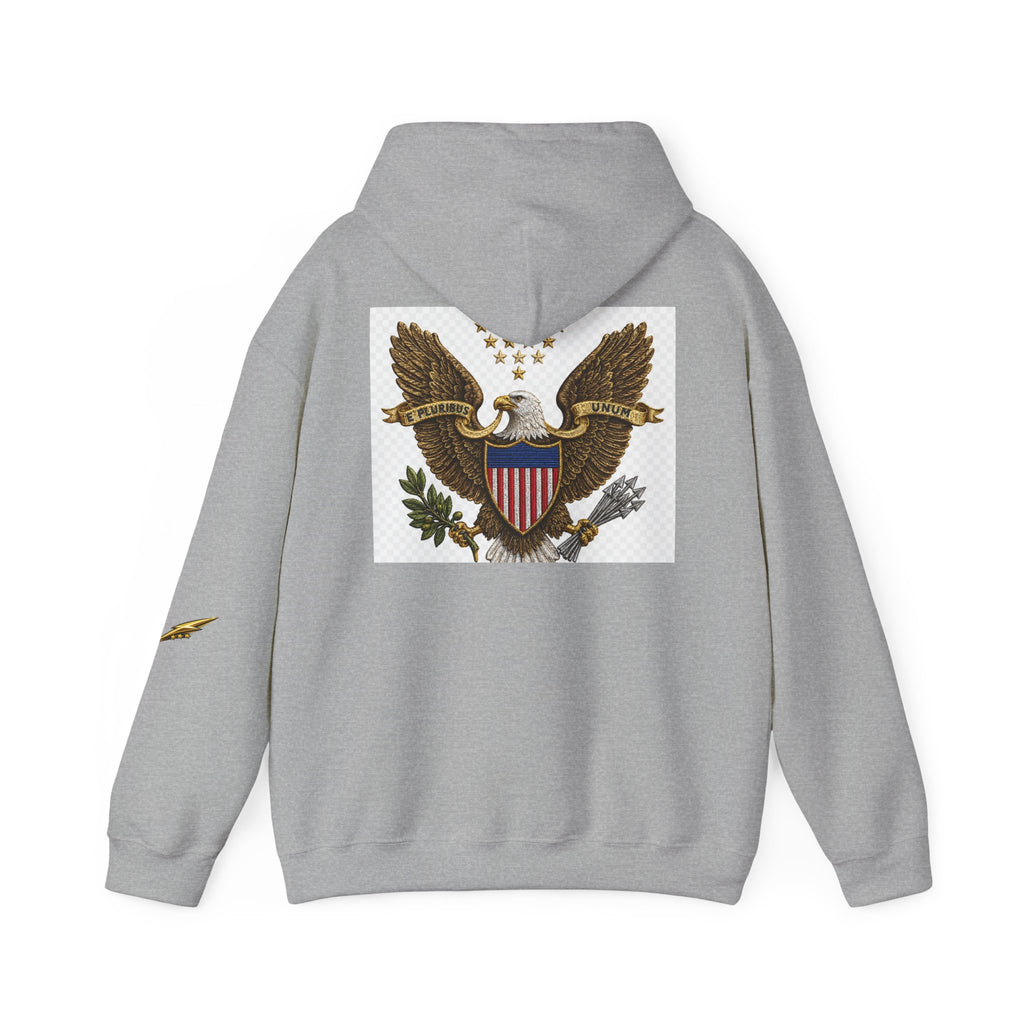 Eagle Emblem Hoodie — Vintage American Shield Graphic Hooded Sweatshirt