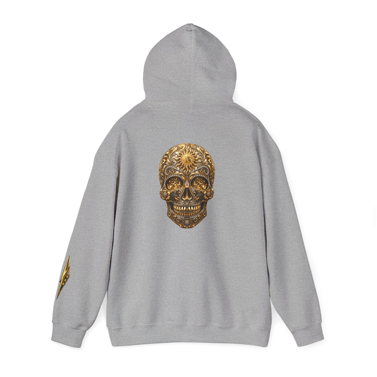 Gold Ornamental Skull Hoodie — Day of the Dead Sugar Skull Pullover