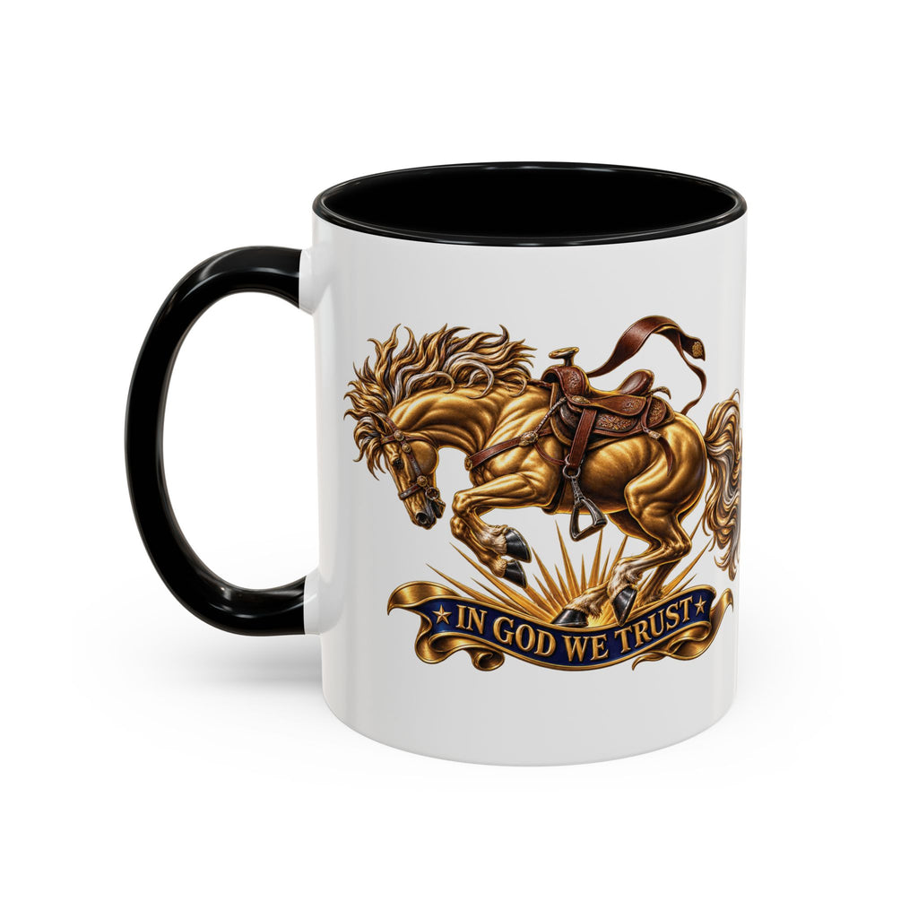 In God We Trust Golden Horse Accent Coffee Mug