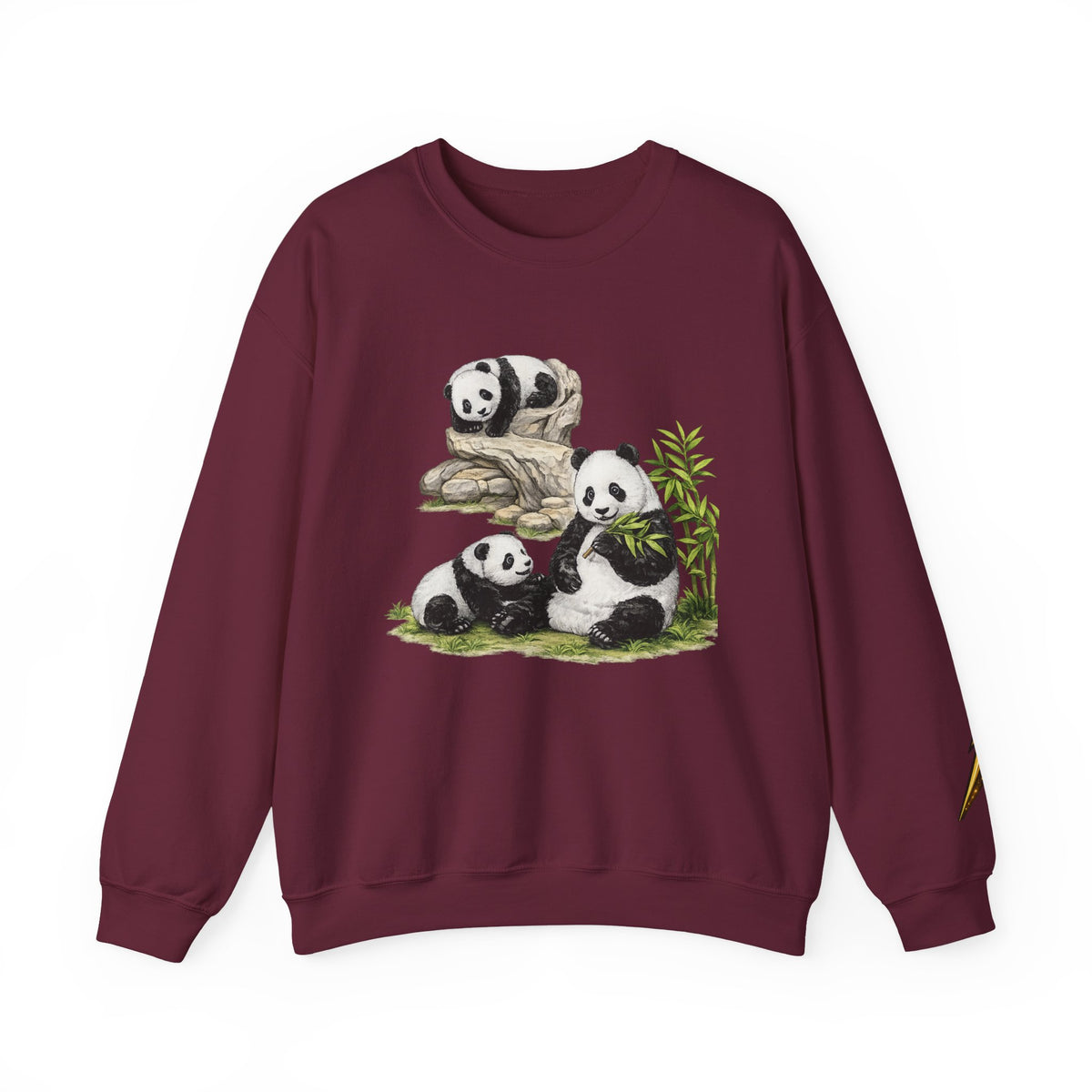 Panda Family Crewneck Sweatshirt — Cute Bamboo Bears Graphic