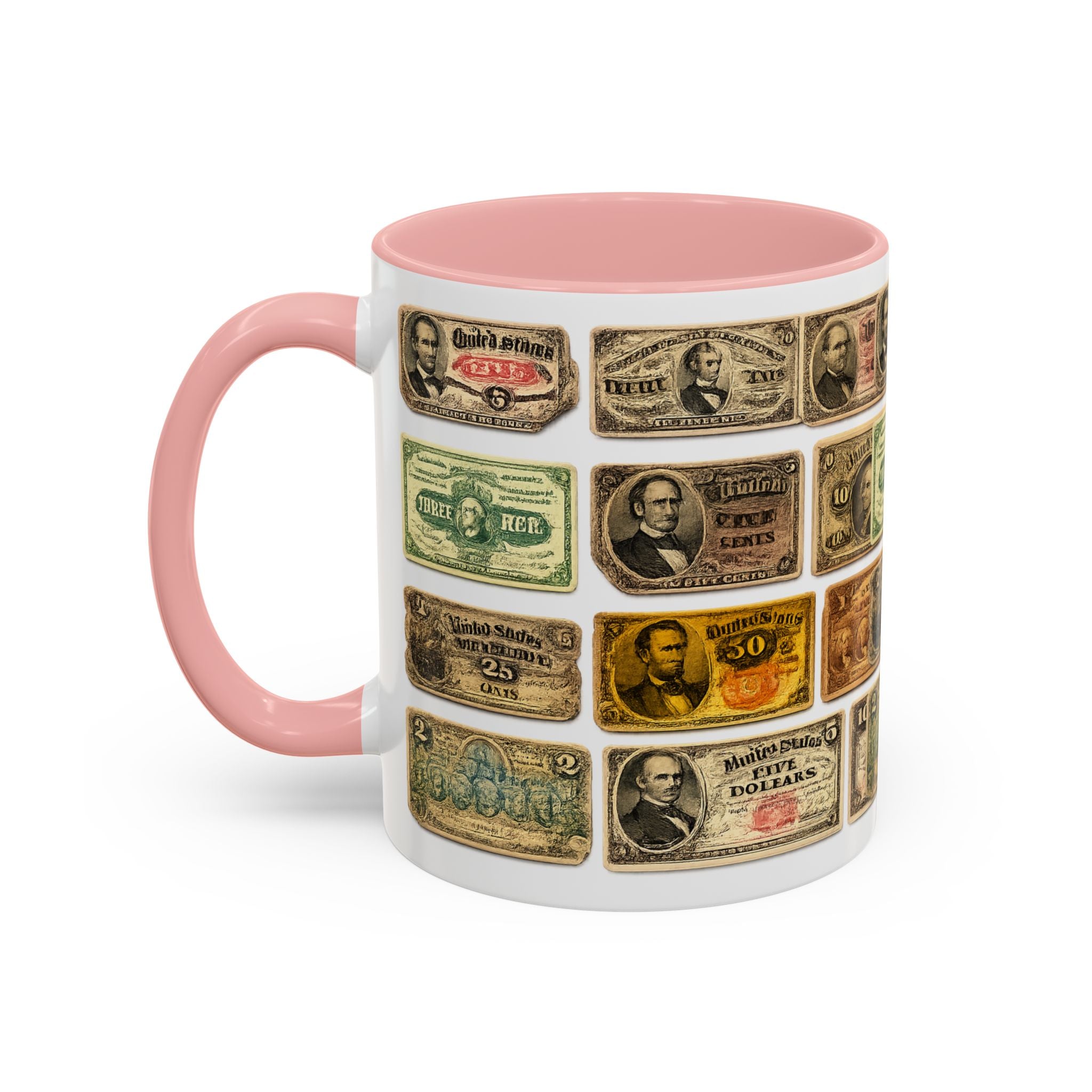 Vintage US Fractional Currency Coffee Mug – Retro Banknote Accent Mug (11/15 oz)