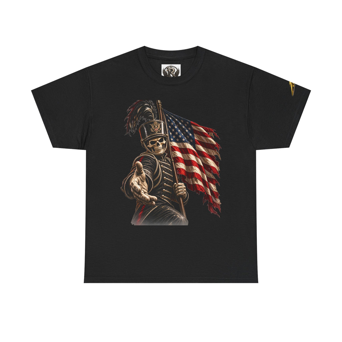 Patriotic Skeleton Soldier T-Shirt — American Flag Grim Reaper Tee