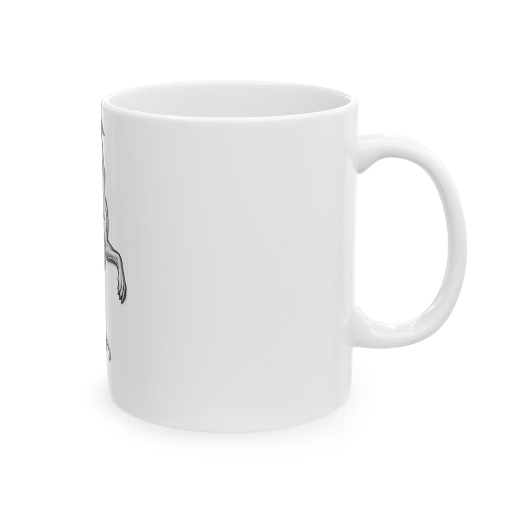 Greyhound Illustration Ceramic Mug — Vintage Whippet Dog Art Coffee Cup (11oz/15oz)