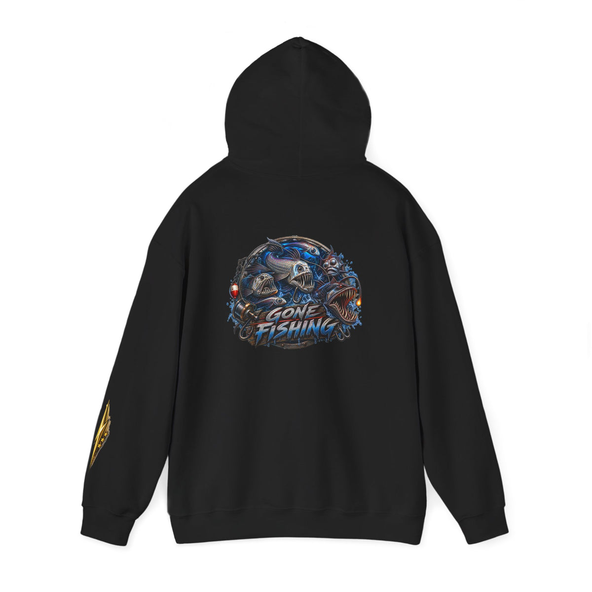 Fishing Skull Hoodie — "Gone Fishing" Graphic Pullover for Anglers