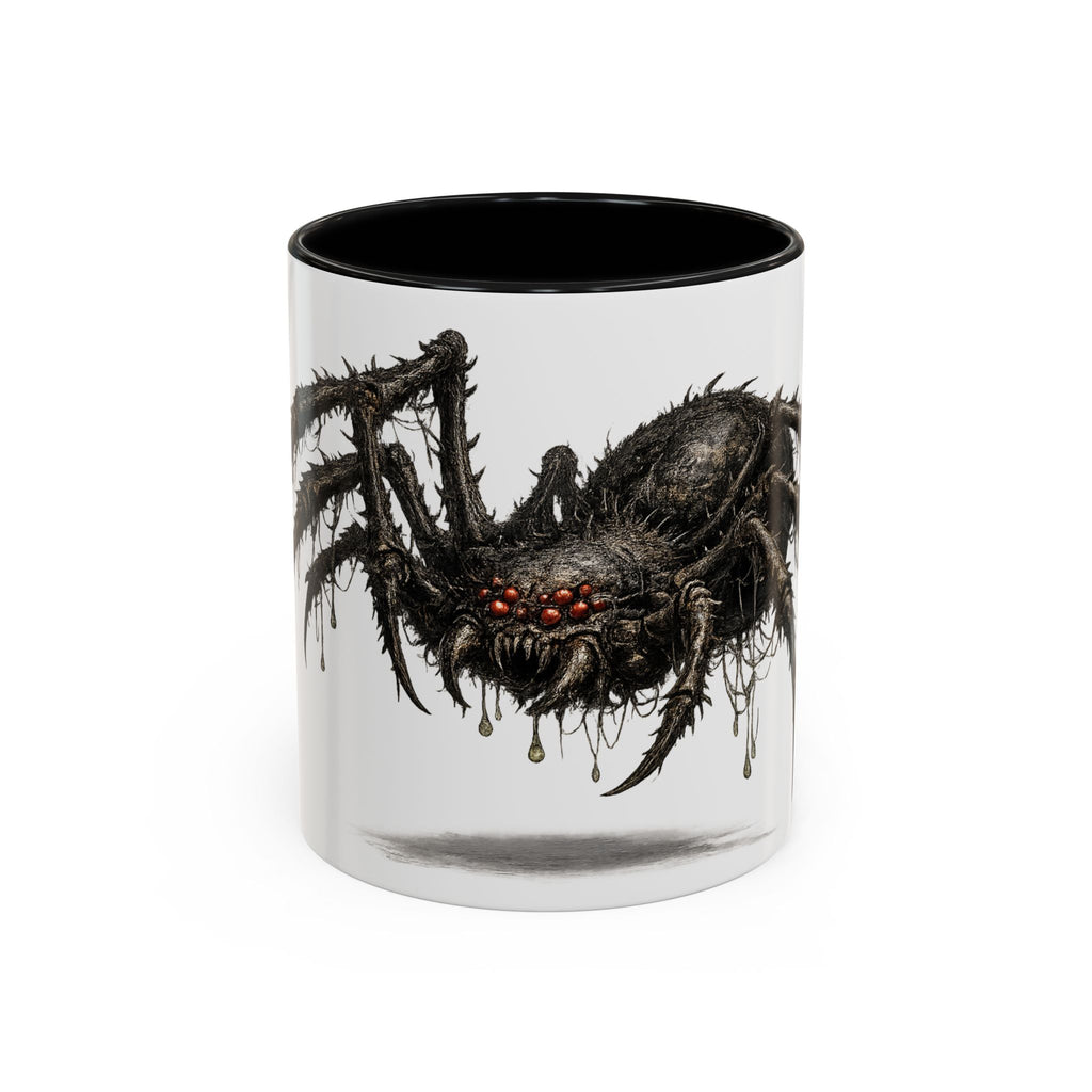 Spider Horror Accent Coffee Mug — Creepy Red-Eyed Arachnid Design (11/15oz)