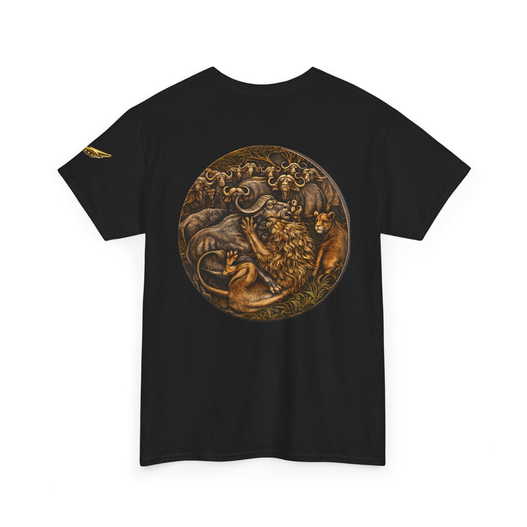 Mythic Animal Medallion Tee — Vintage Bronze Fantasy Backprint T-Shirt