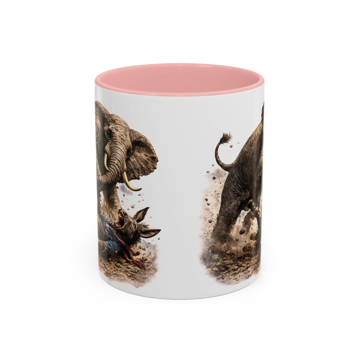 Elephant Charge Accent Coffee Mug — Dramatic Wildlife Illustration (11/15oz)