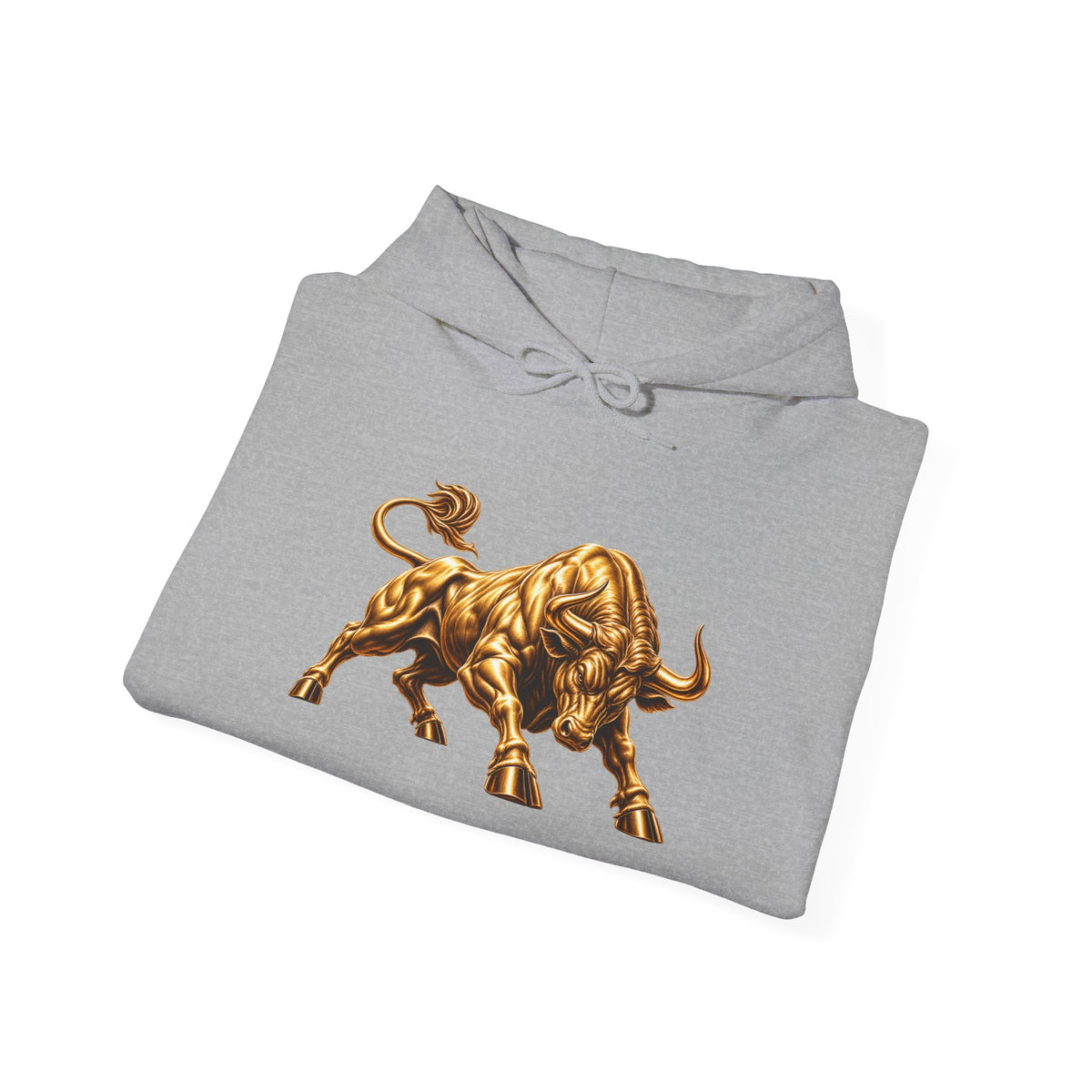 Gold Bull Hoodie — Metallic Charging Bull Graphic Hoody