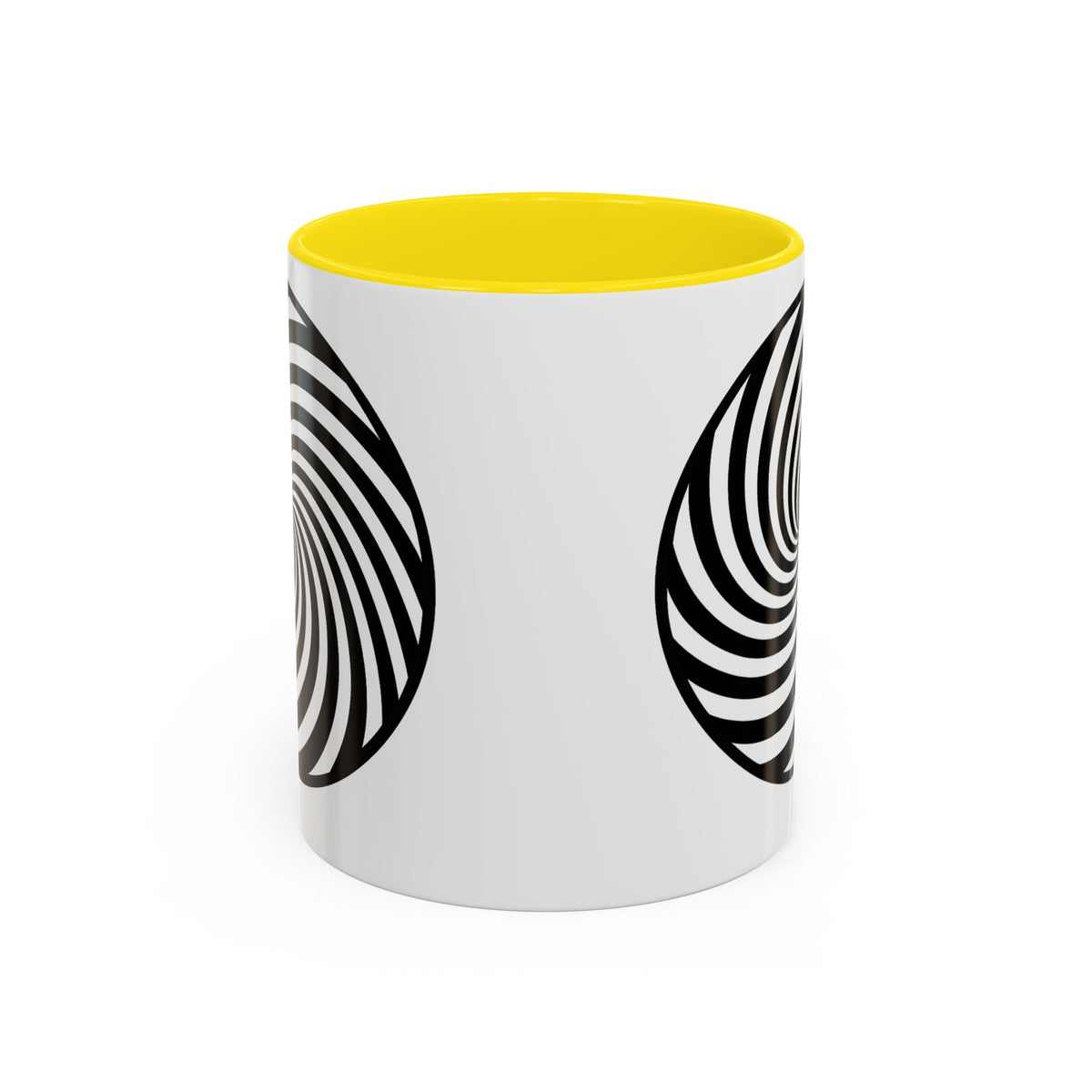 Hypnotic Swirl Accent Mug — Black & White Spiral Coffee Cup (11/15oz)