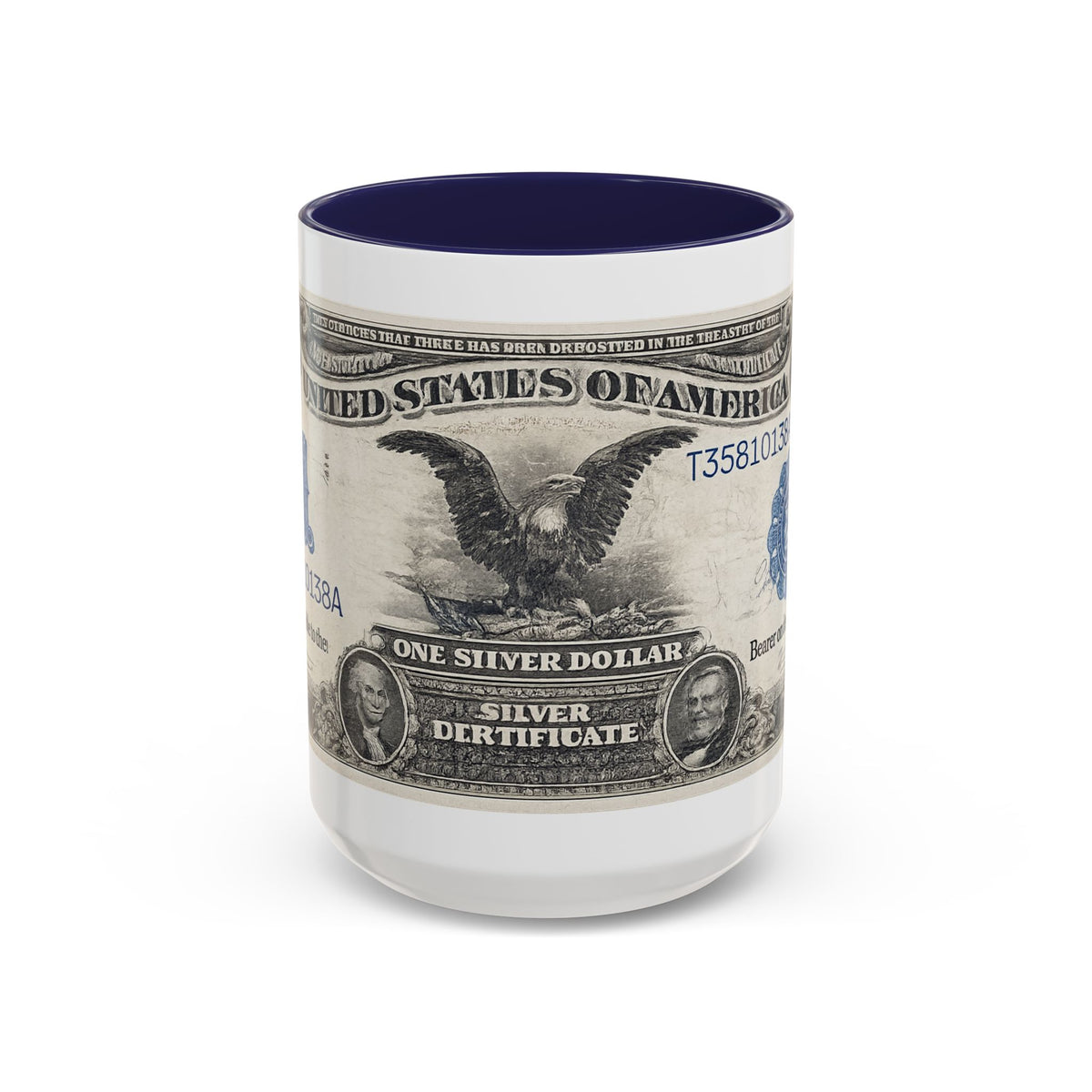 Dollar Bill Accent Coffee Mug — Vintage US Currency Design (11/15oz)
