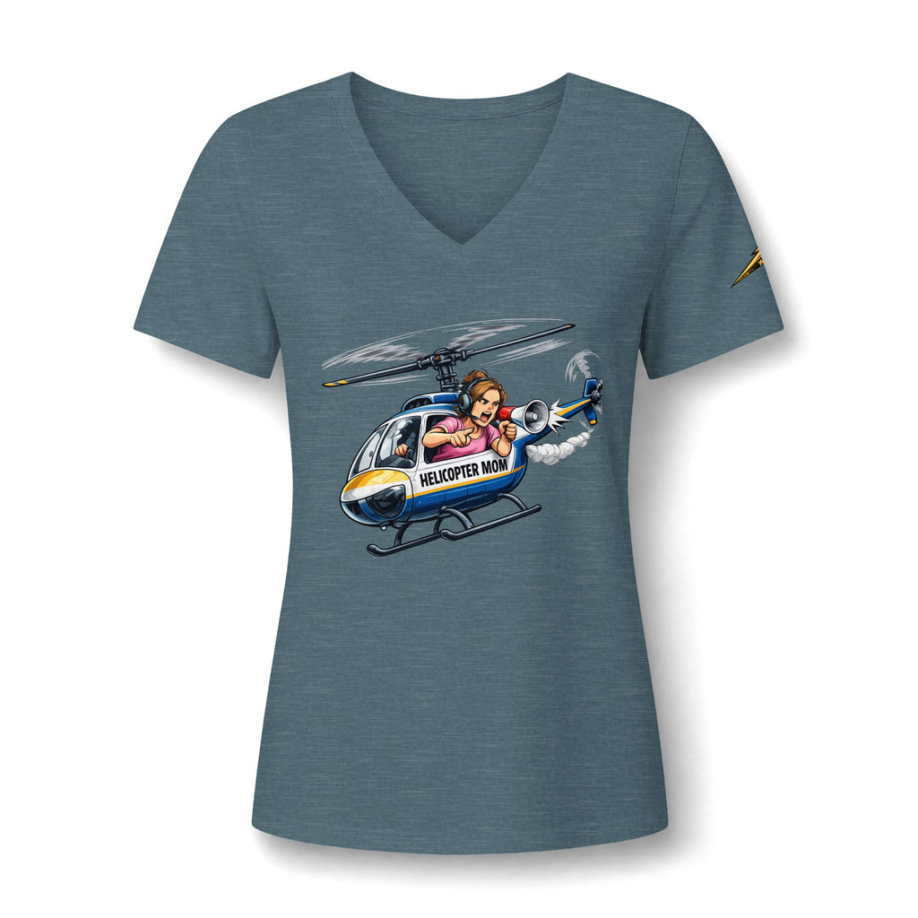 Women's V-Neck Tee — 'Helicopter Mom' Graphic Shirt