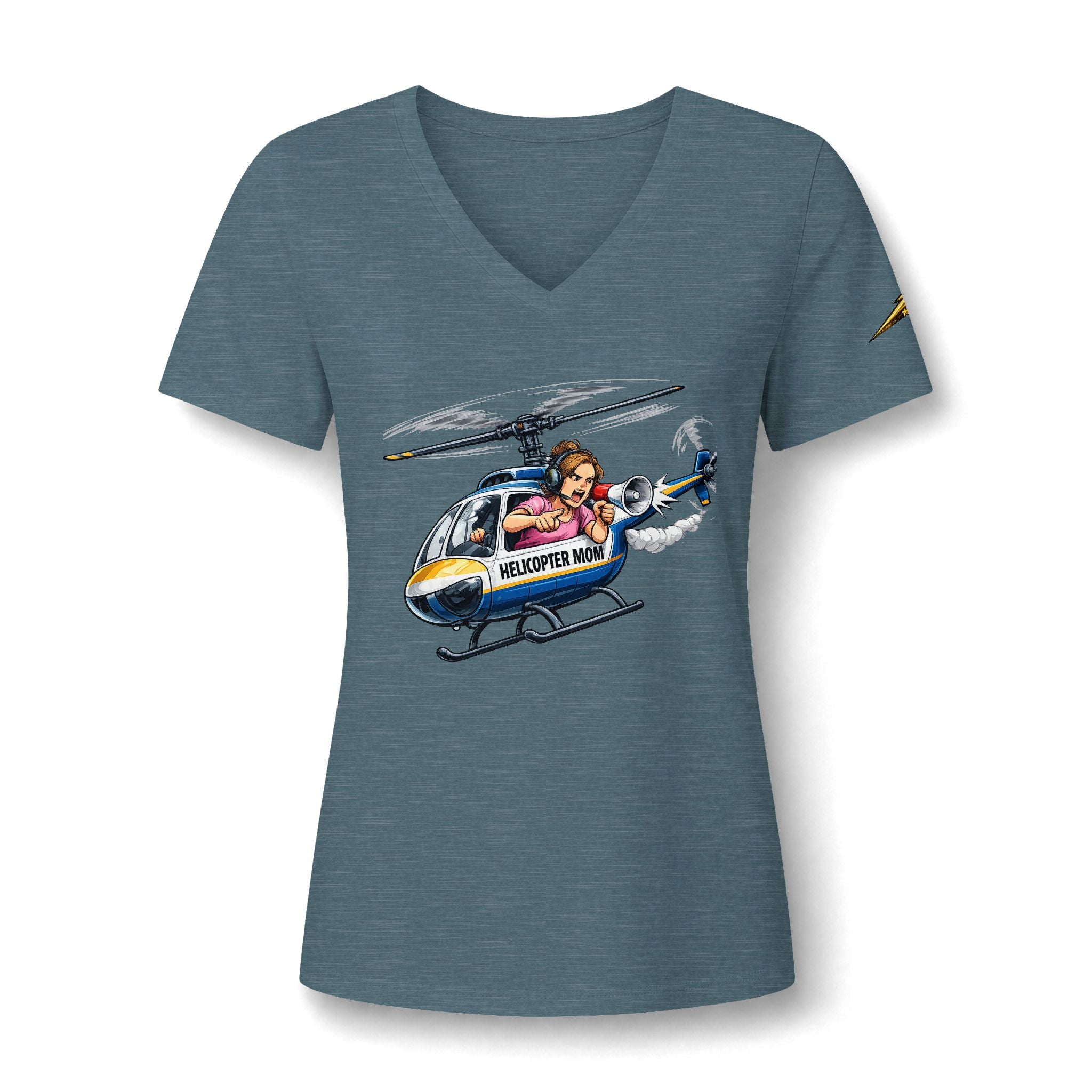 Women's V-Neck Tee — 'Helicopter Mom' Graphic Shirt