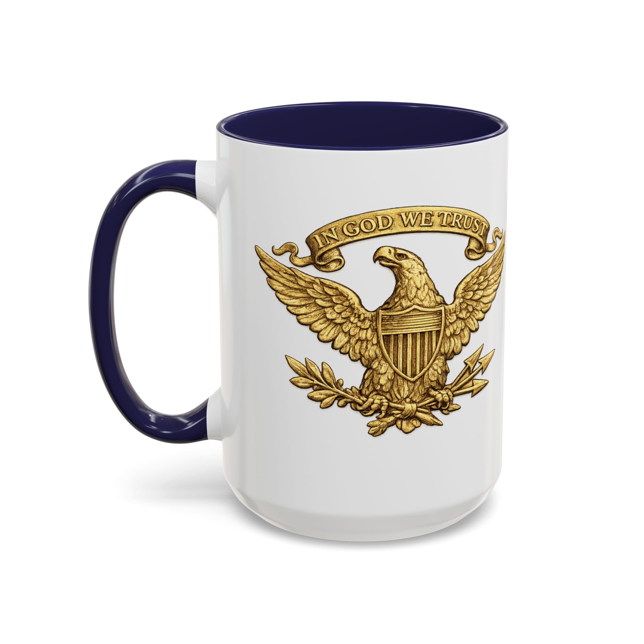Gold Eagle 'In God We Trust' Accent Coffee Mug — Patriotic 11/15oz
