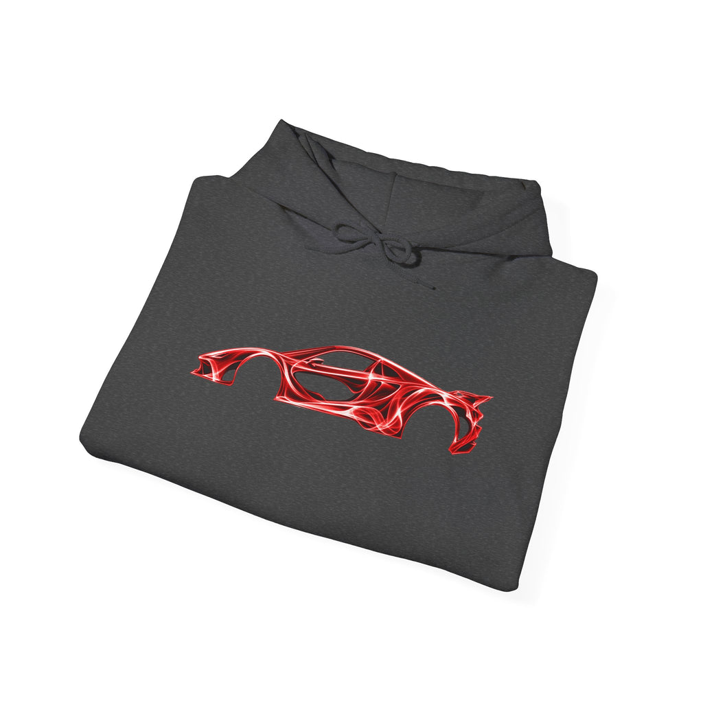 Car Silhouette Hoodie – Red Flame Sports Car Graphic