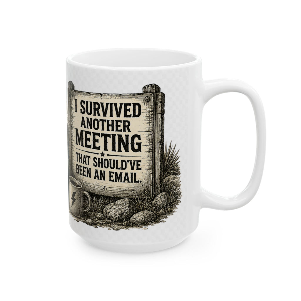 Survived and Still Standing Ceramic Mug — Desert Skull Vintage Coffee Cup (11oz, 15oz)