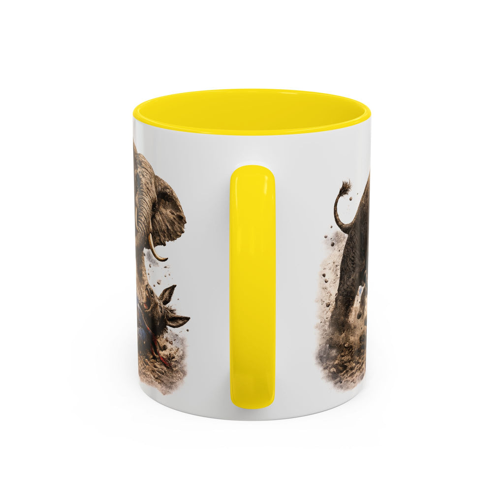 Elephant Charge Accent Coffee Mug — Dramatic Wildlife Illustration (11/15oz)