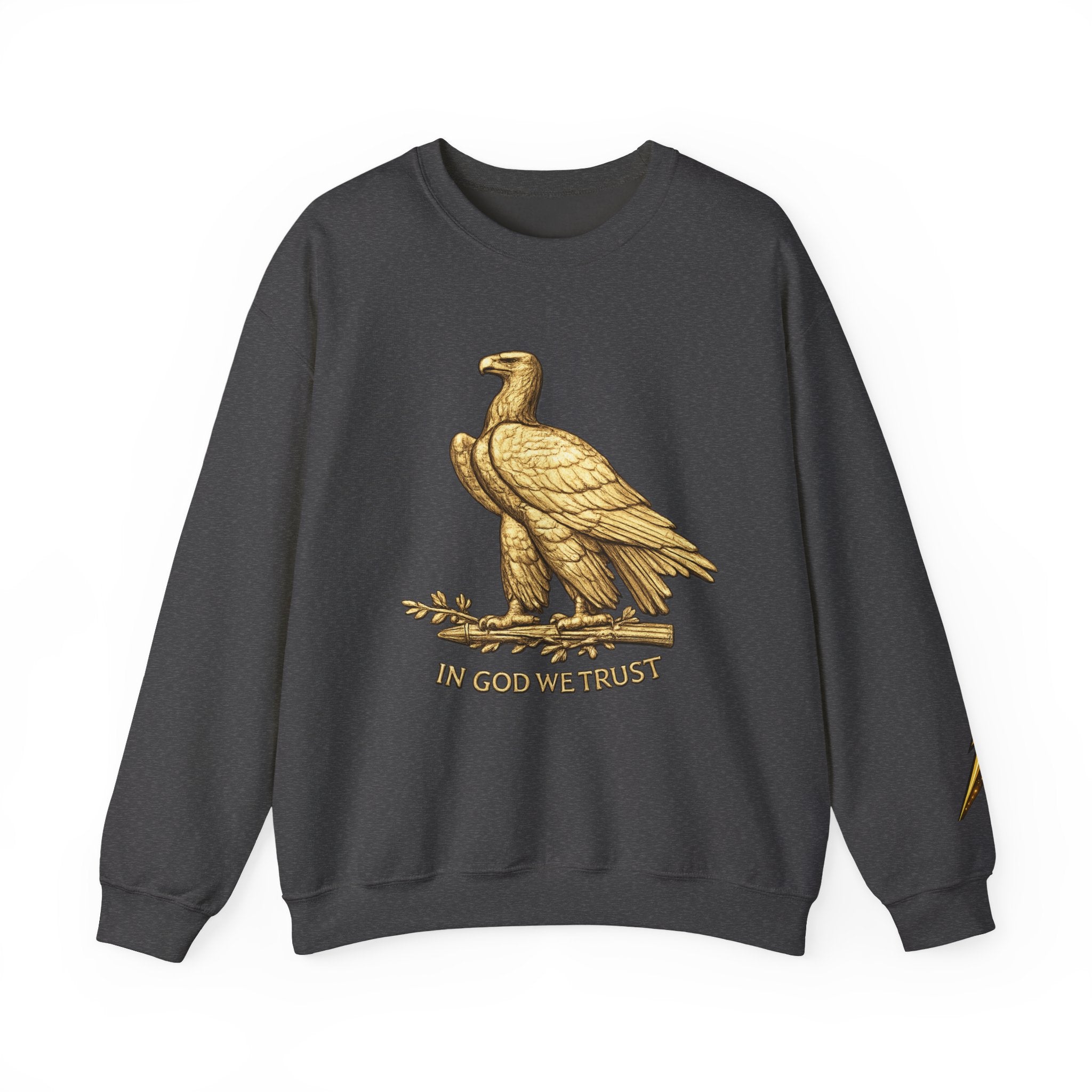 Crewneck Sweatshirt — Gold Eagle 'In God We Trust' Patriotic Pullover