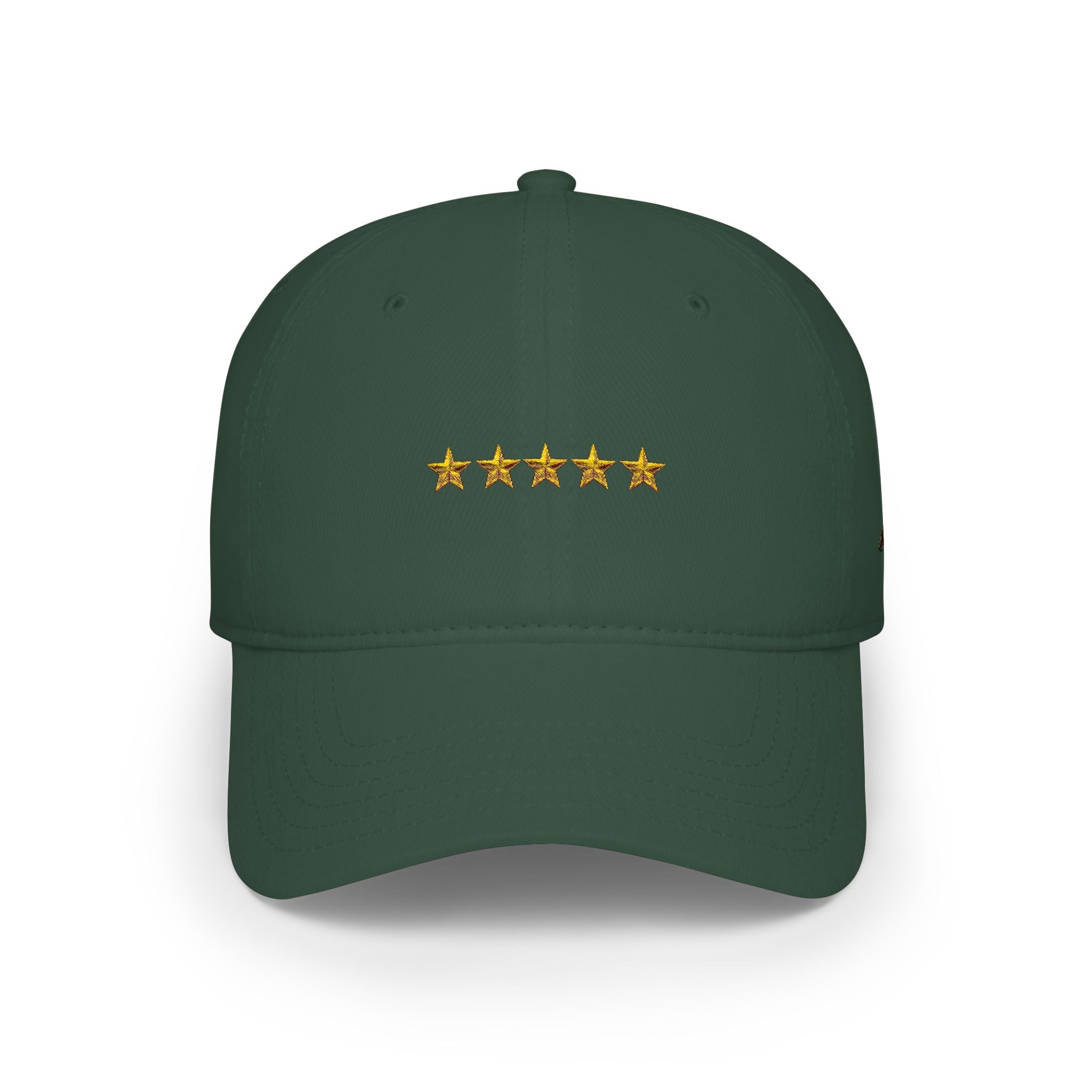 Red Low Profile Cap with Five Gold Stars Embroidery — Patriotic 5-Star Baseball Hat