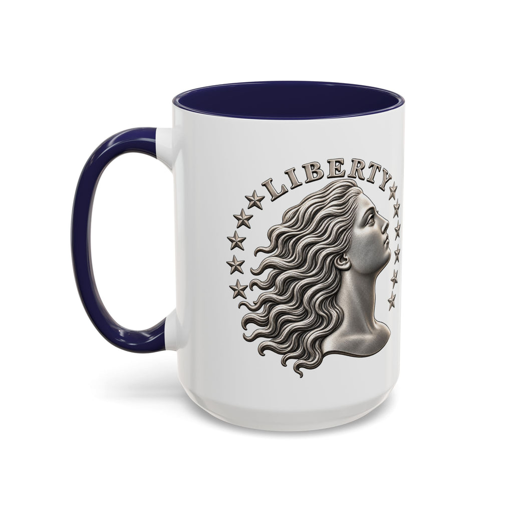 Liberty Coin Accent Coffee Mug — Vintage Lady Head Design (11/15 oz)