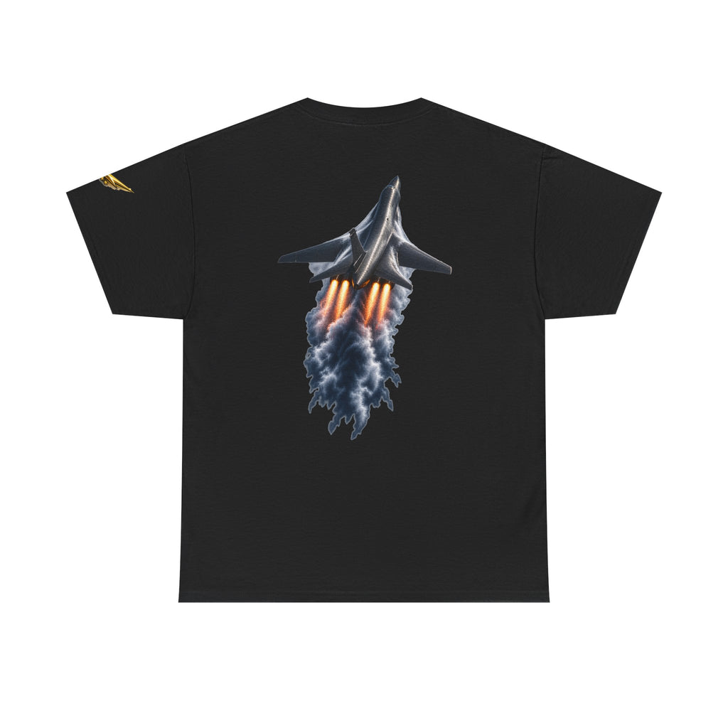 Jet Fighter Backprint Tee — Rocket Afterburner Aviation Graphic Shirt