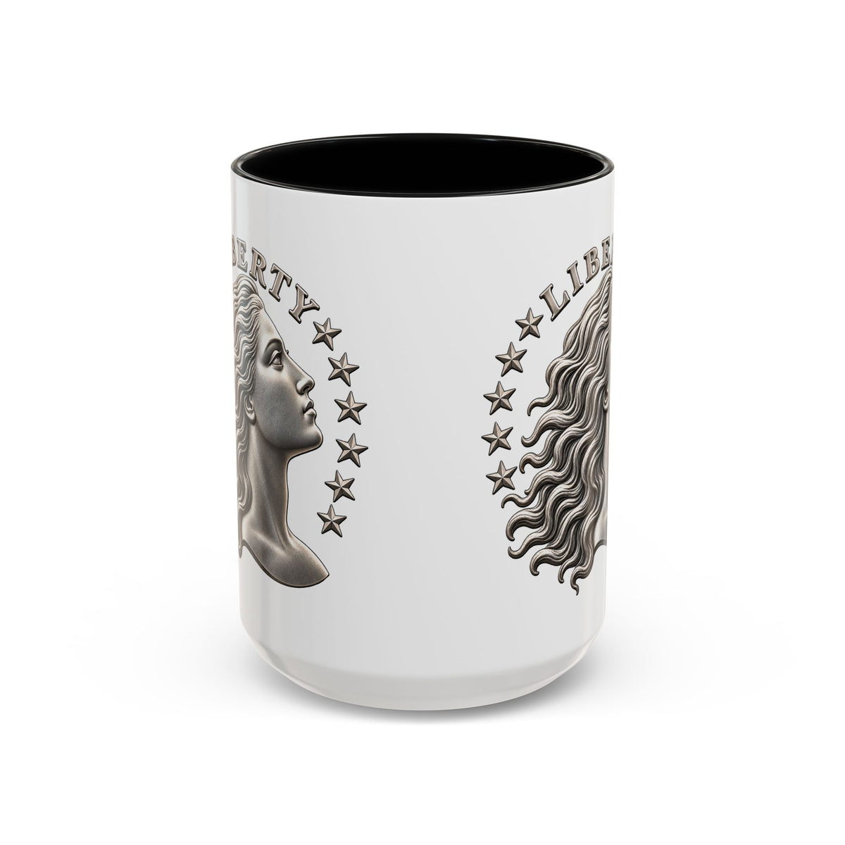 Liberty Coin Accent Coffee Mug — Vintage Lady Head Design (11/15 oz)