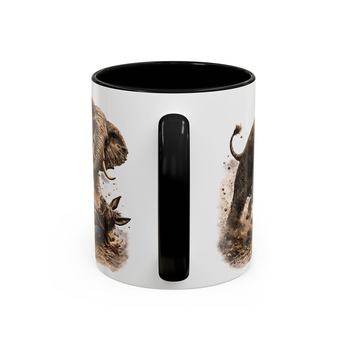 Elephant Charge Accent Coffee Mug — Dramatic Wildlife Illustration (11/15oz)