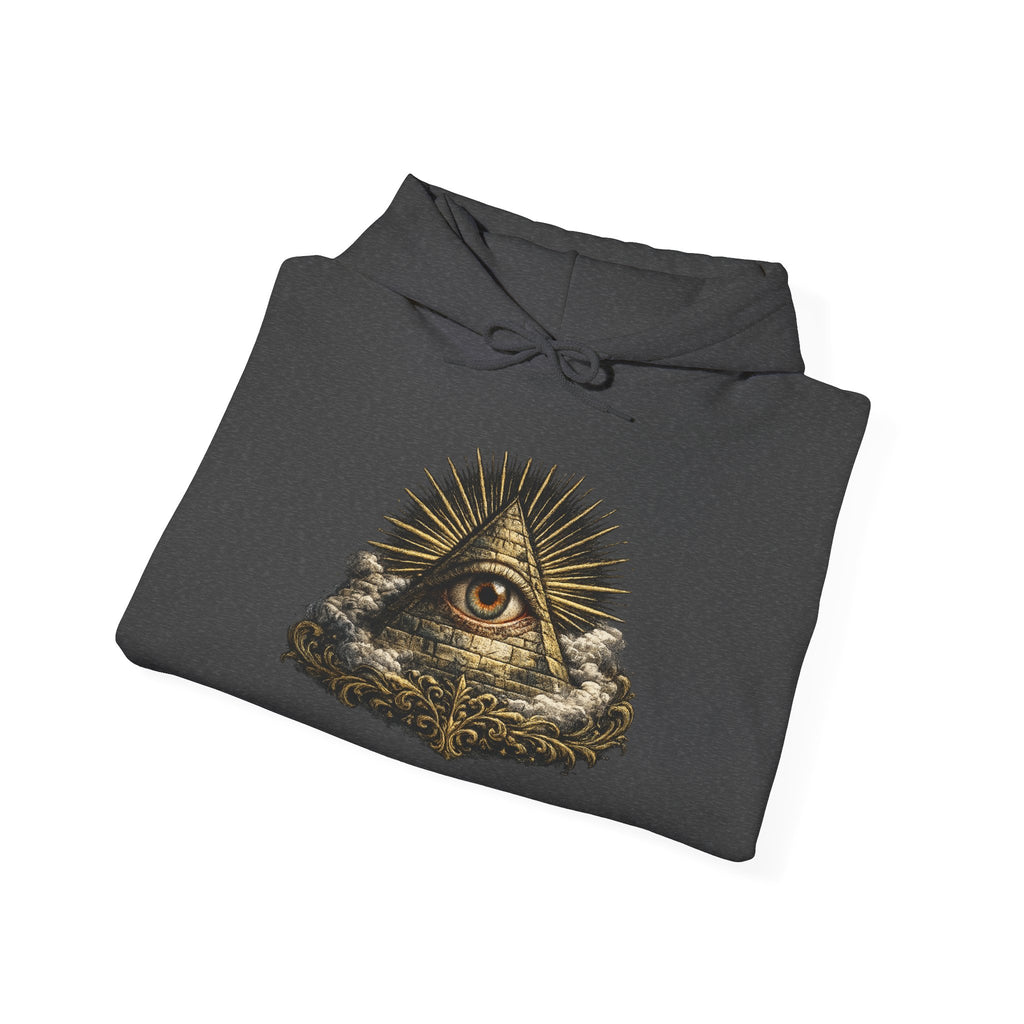All-Seeing Eye Hoodie — Vintage Pyramid Symbol Graphic Sweatshirt