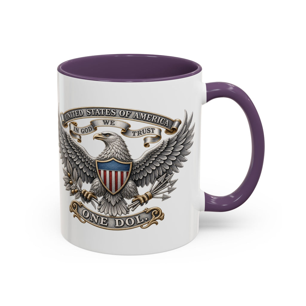 Eagle Shield Accent Coffee Mug — Patriotic "In God We Trust" Design