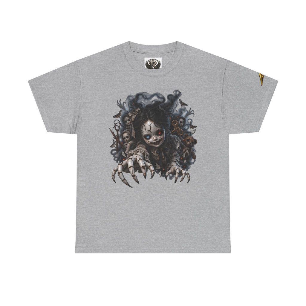 Creepy Claw Doll Graphic Tee — Dark Horror Monster Shirt