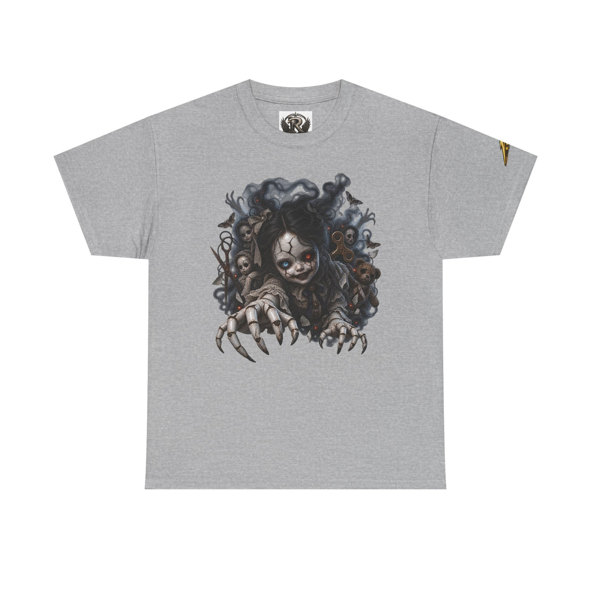 Creepy Claw Doll Graphic Tee — Dark Horror Monster Shirt