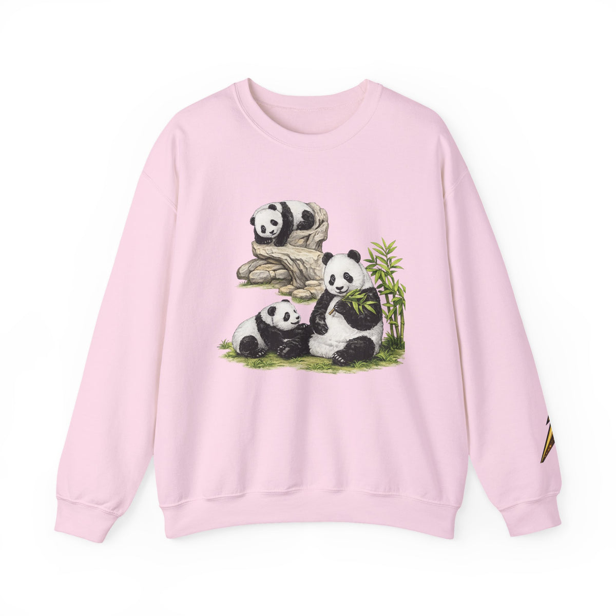 Panda Family Crewneck Sweatshirt — Cute Bamboo Bears Graphic