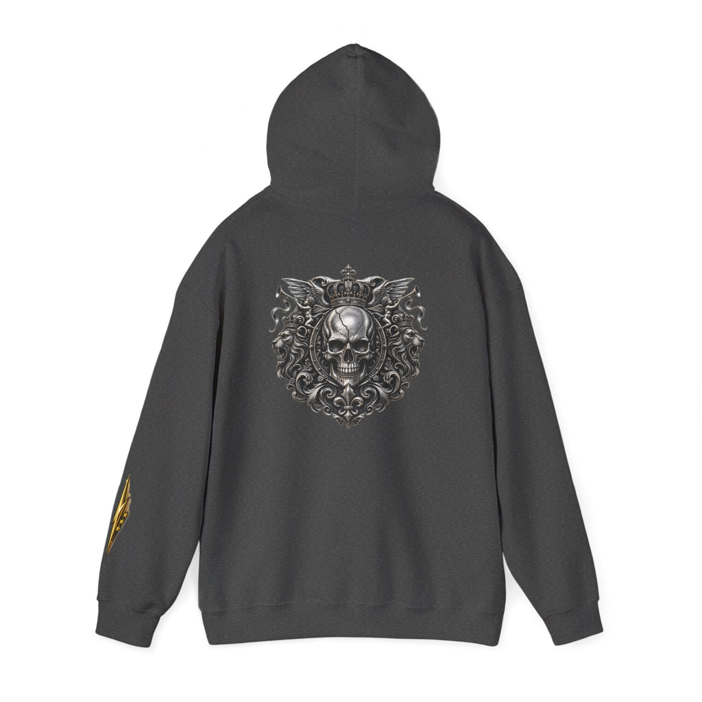 Skull Crest Hoodie – Gothic Ornate Skull Back Graphic Sweatshirt