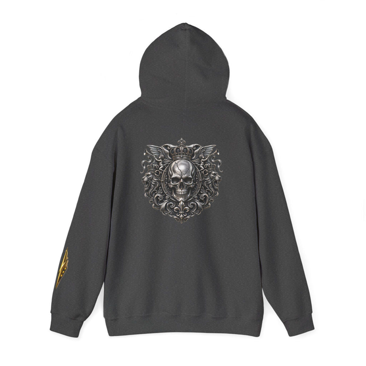 Skull Crest Hoodie – Gothic Ornate Skull Back Graphic Sweatshirt