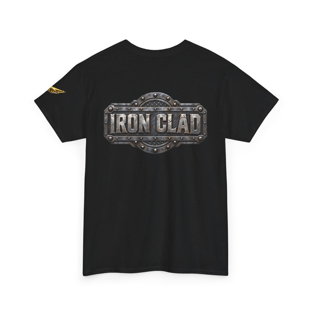 T-Shirt — "Iron Clad" Industrial Metal Logo Tee