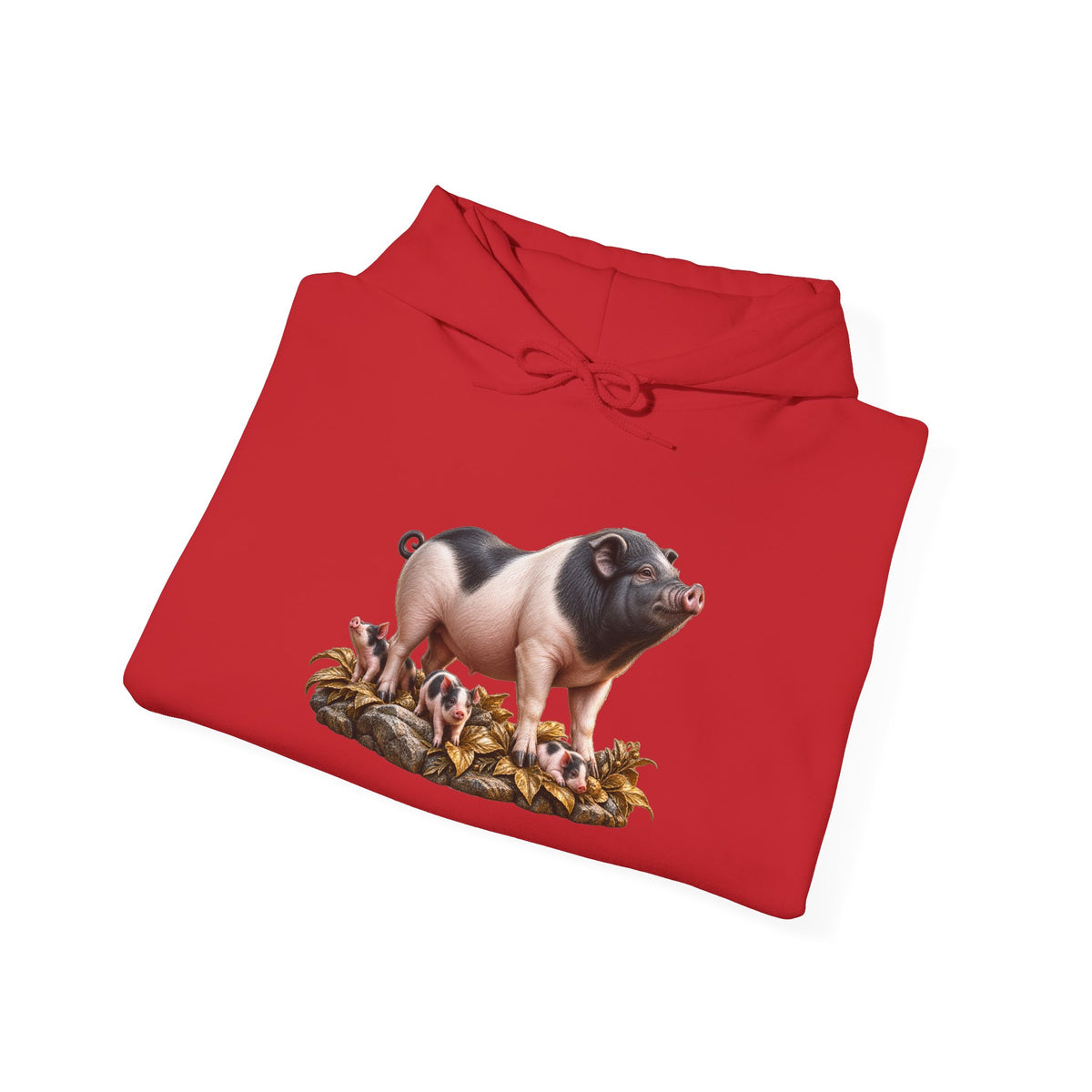 Pig Illustration Hoodie – Farmyard Black & Pink Pig Graphic Pullover