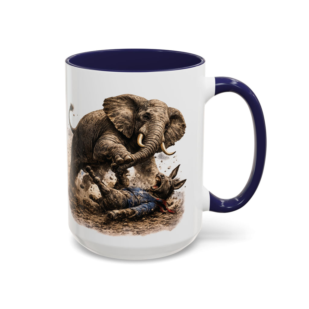 Elephant Charge Accent Coffee Mug — Dramatic Wildlife Illustration (11/15oz)