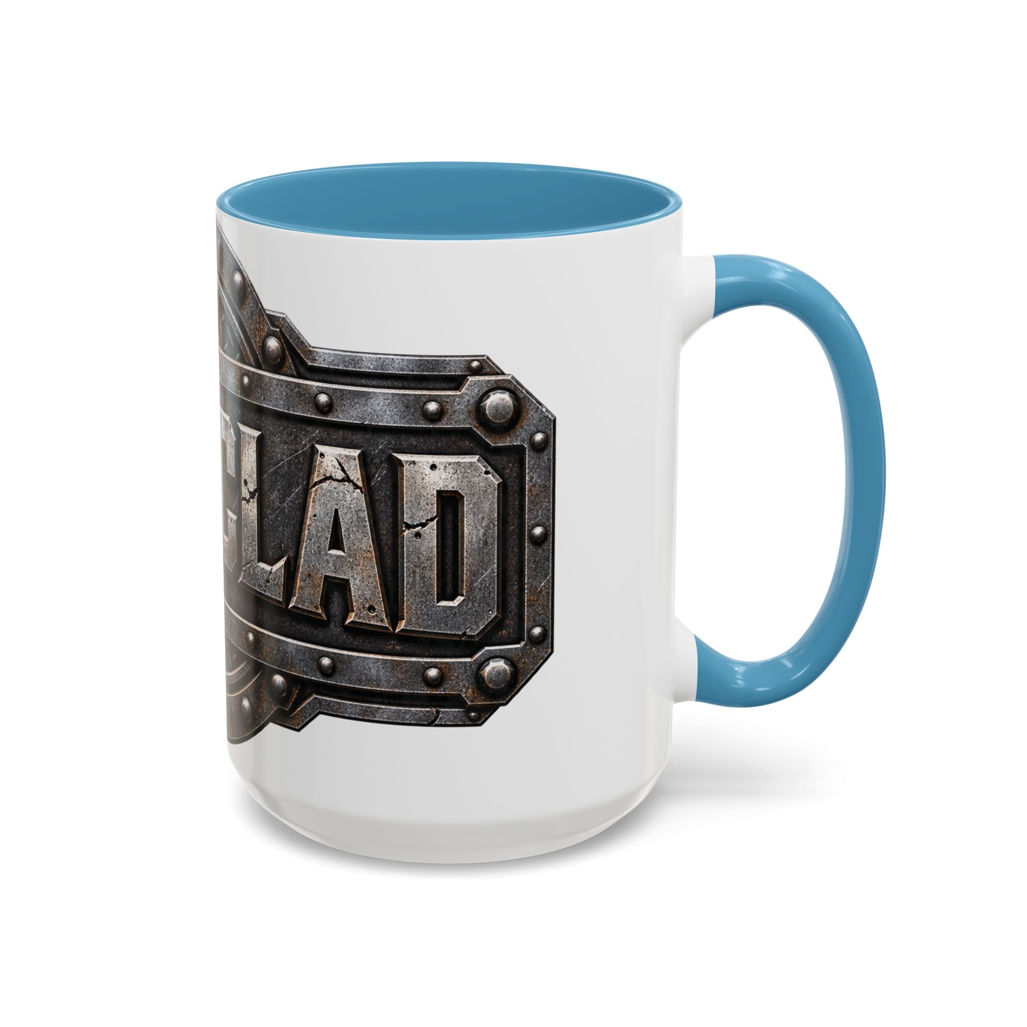 Metal Shield Coffee Mug — 'Iron Clad' Rustic Industrial Accent Mug