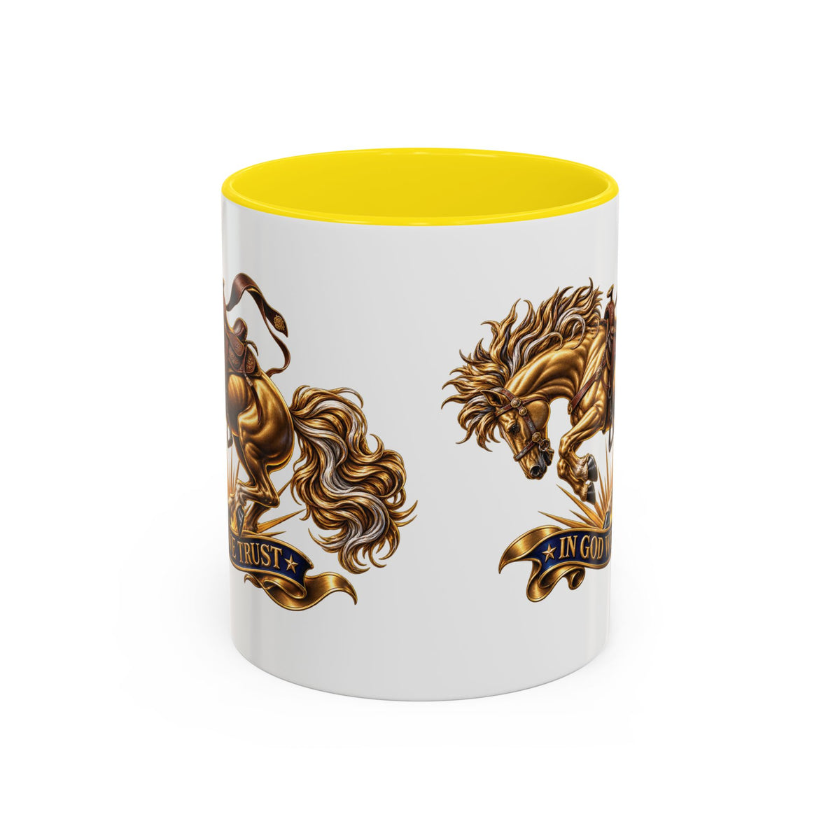 In God We Trust Golden Horse Accent Coffee Mug