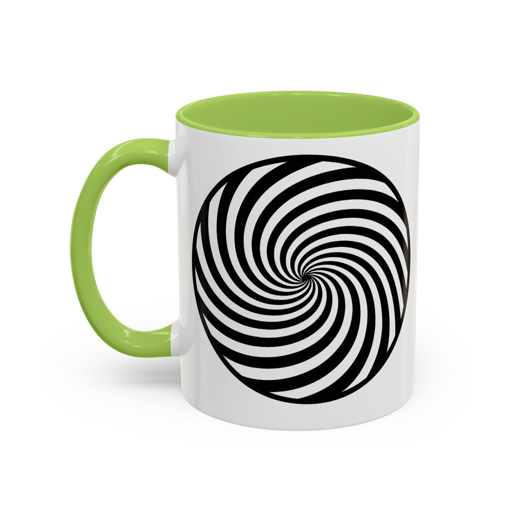 Hypnotic Swirl Accent Mug — Black & White Spiral Coffee Cup (11/15oz)