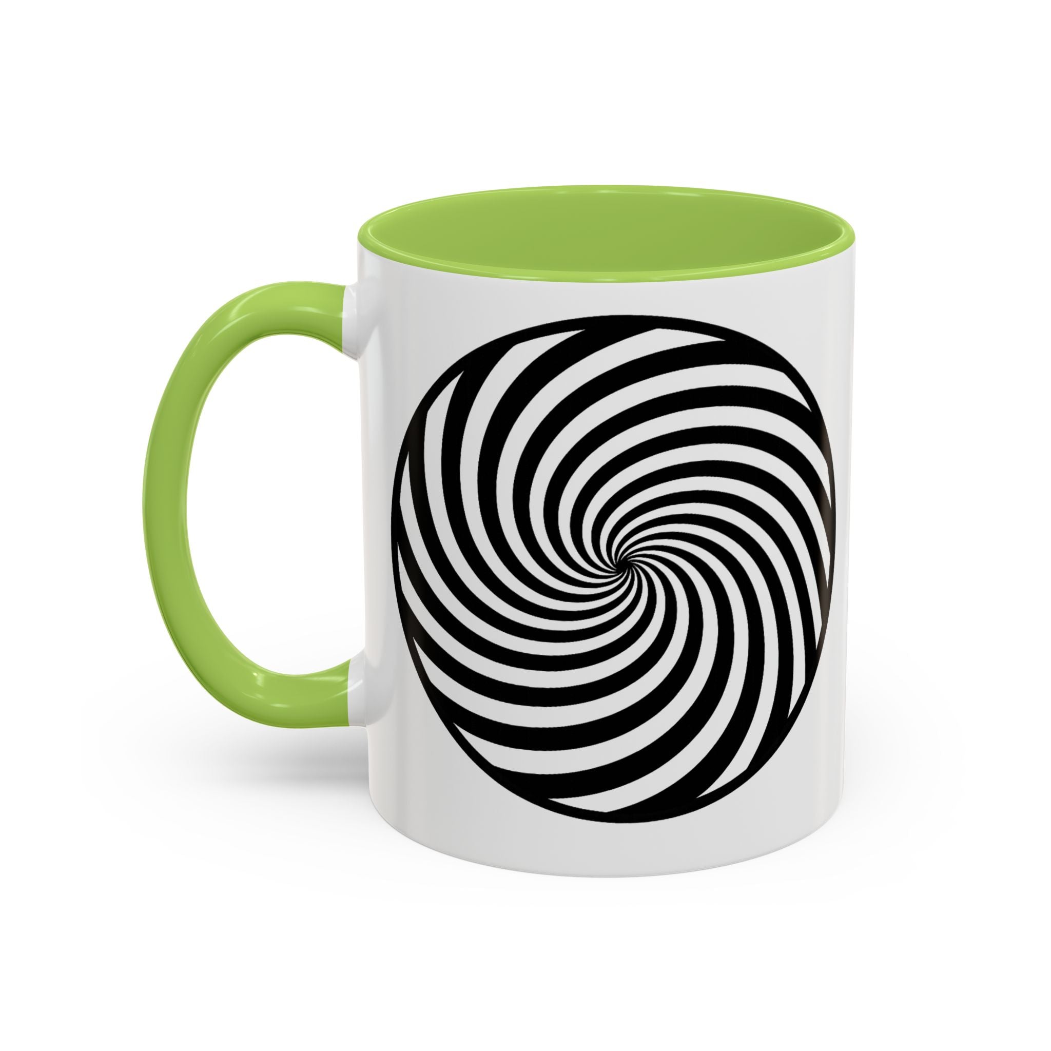 Hypnotic Swirl Accent Mug — Black & White Spiral Coffee Cup (11/15oz)
