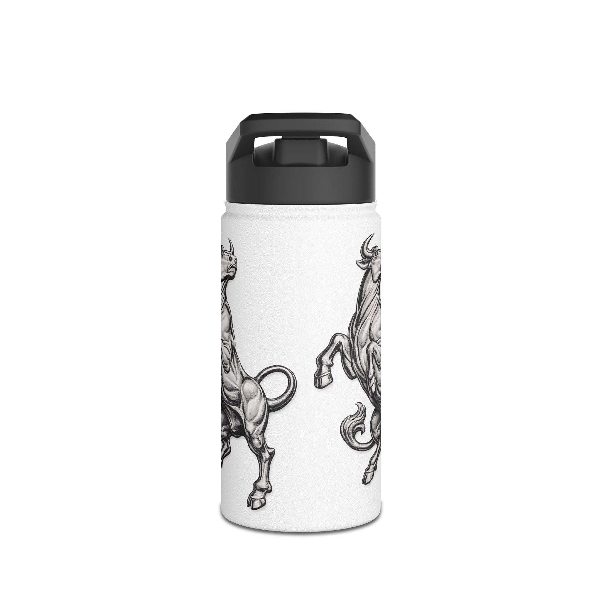 Stainless Steel Water Bottle — Vintage Bull Illustration, Durable Insulated Bottle