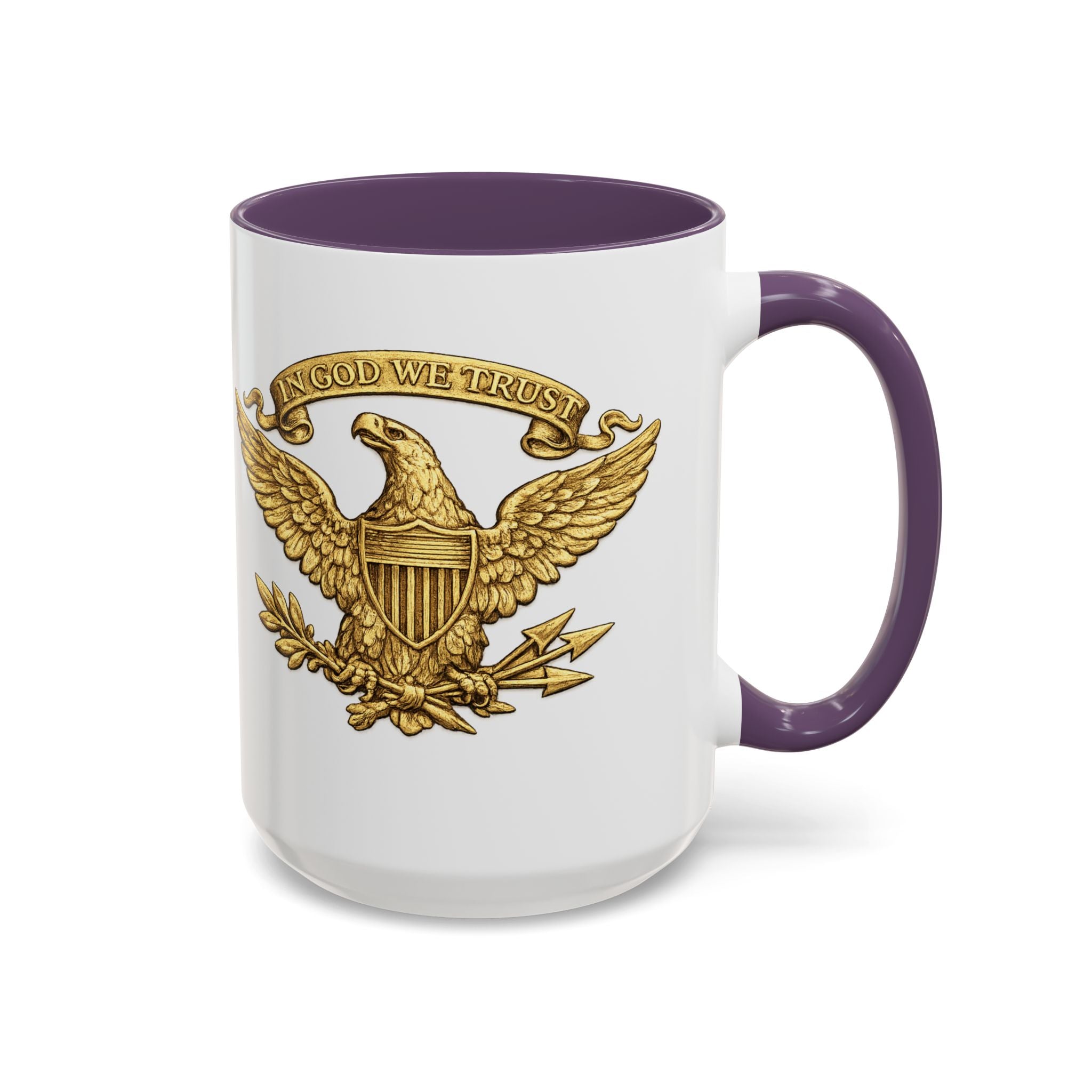 Gold Eagle 'In God We Trust' Accent Coffee Mug — Patriotic 11/15oz