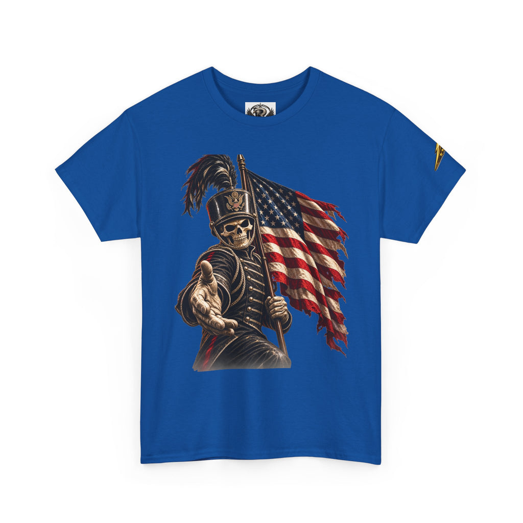 Patriotic Skeleton Soldier T-Shirt — American Flag Grim Reaper Tee