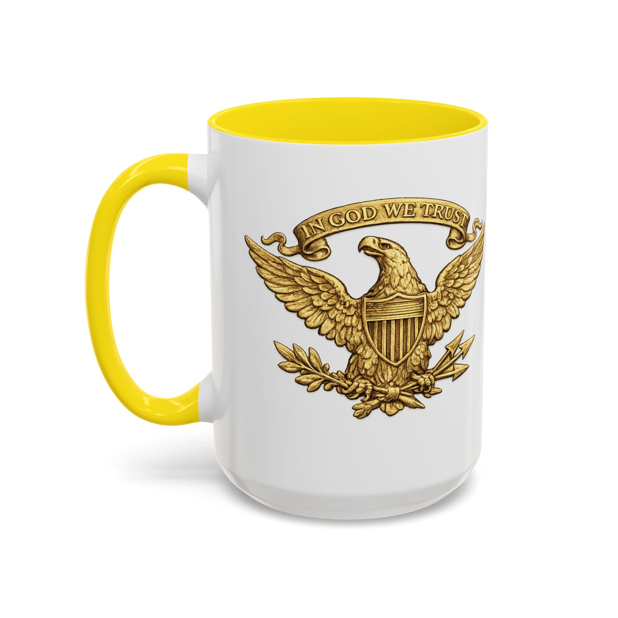 Gold Eagle 'In God We Trust' Accent Coffee Mug — Patriotic 11/15oz