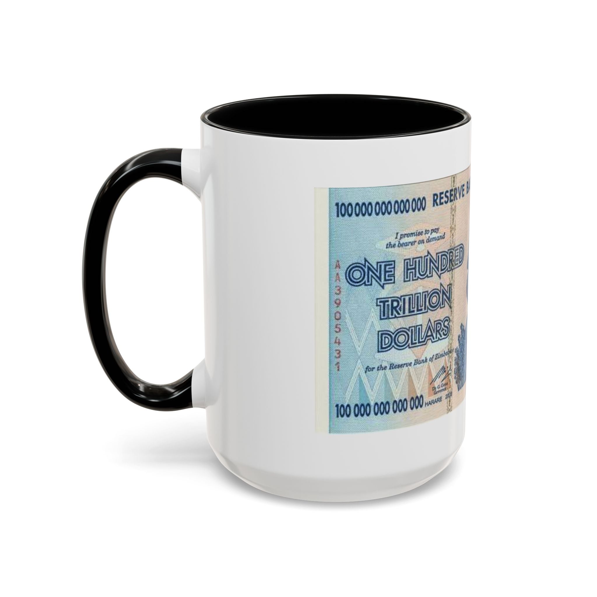Zimbabwe Trillion Dollar Note Coffee Mug — Vintage Currency Accent Mug (11/15oz)