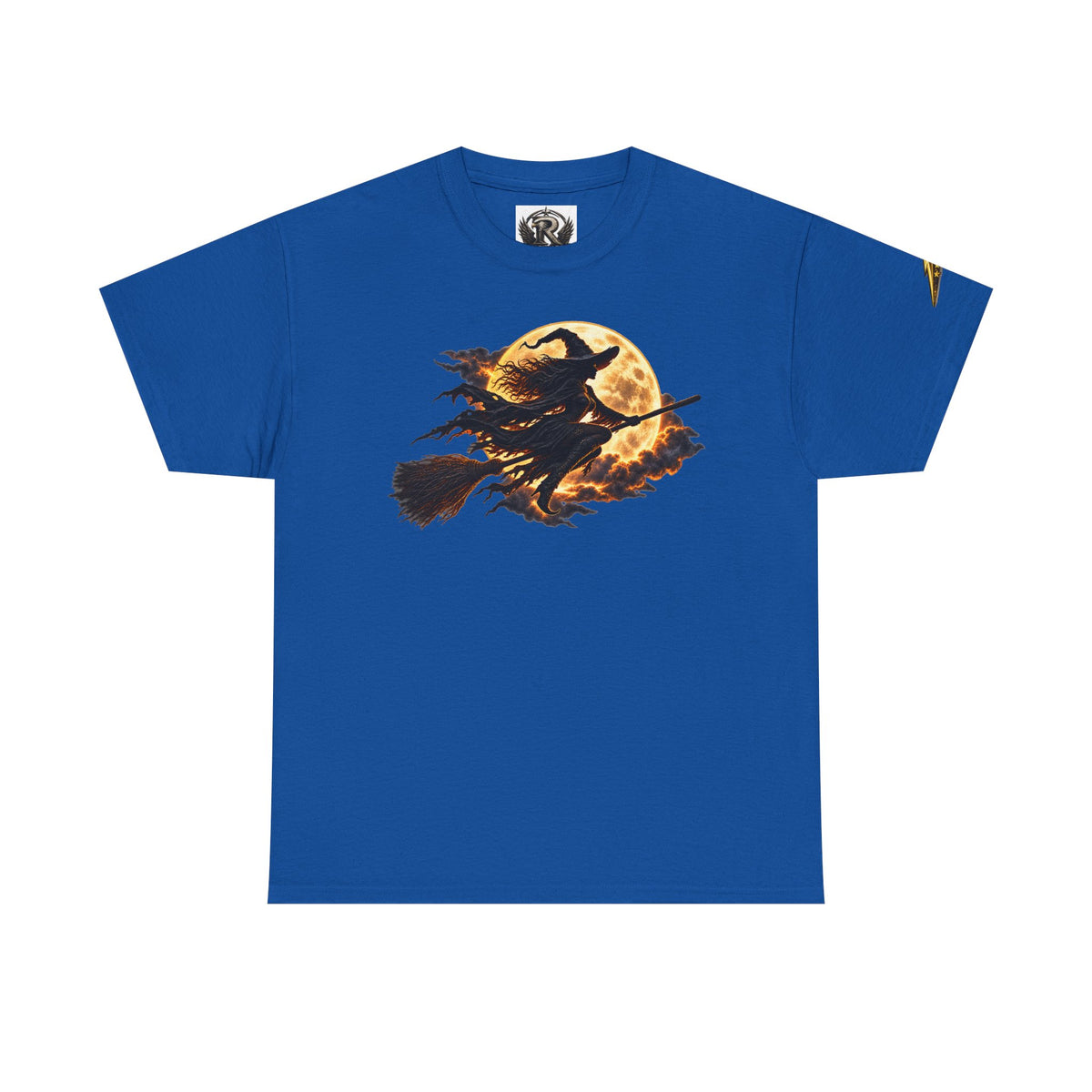 Witch Flight T‑Shirt — Vintage Moon & Broomstick Halloween Tee