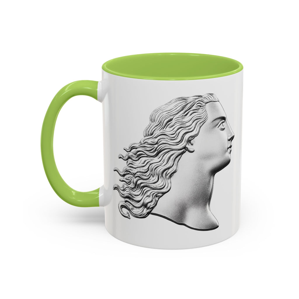Classical Profile Accent Coffee Mug — Greek Goddess Bust Design (11/15oz)